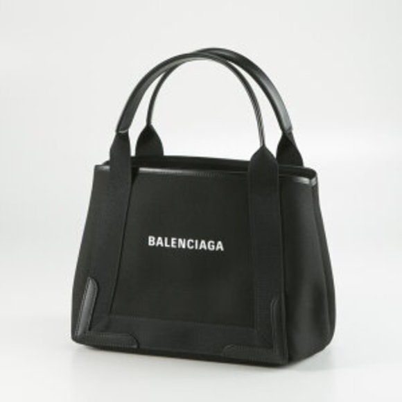 Balenciaga Hand Tote Bag Navy Blue Cabas Canvas - Picture 1 of 9